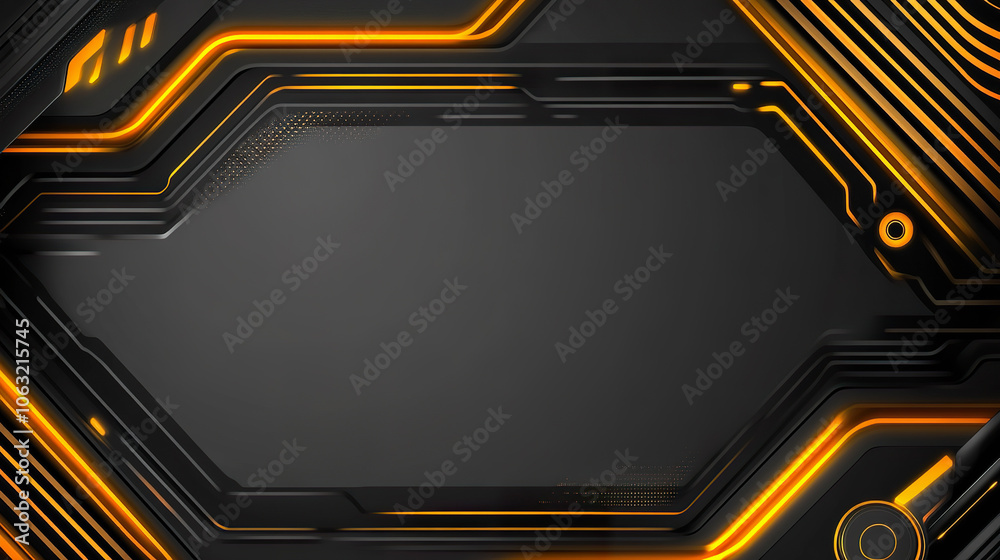 Futuristic abstract background with orange and black geometric circuit design Futuristic abstract background with orange and black geometric circuit design
