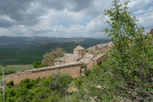 Abrenk Vank Church.There are two magnificent khachkars (obelisks) exceeding six meters on top of the Abrenk Vank Church in Tercan district of Erzican.  photo