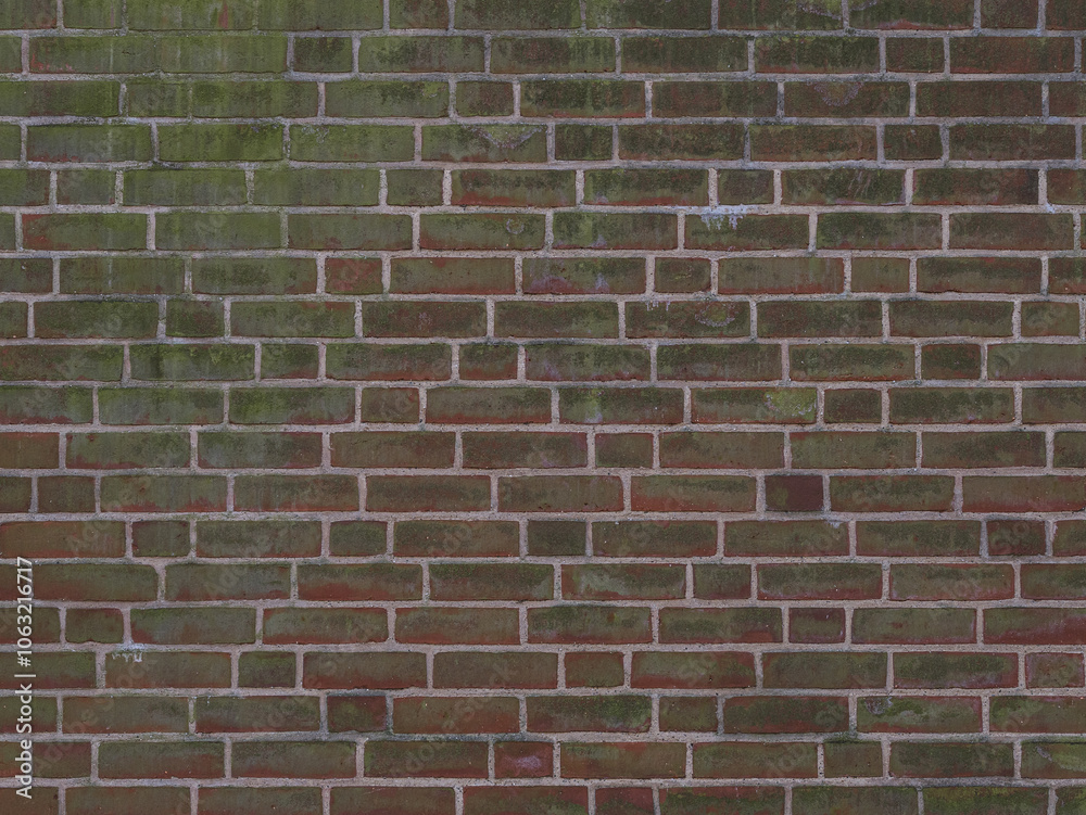 Fototapeta premium a dirty brick wall with green moos