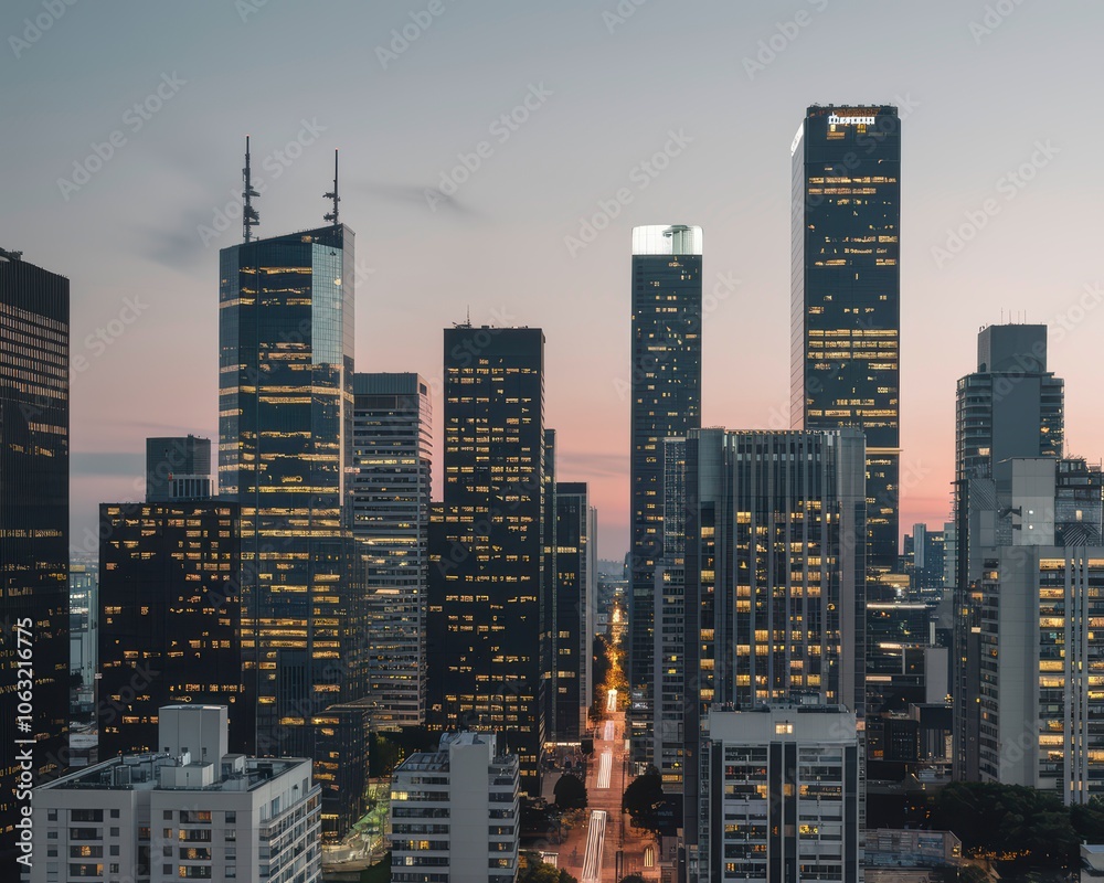 Naklejka premium city skyline at night