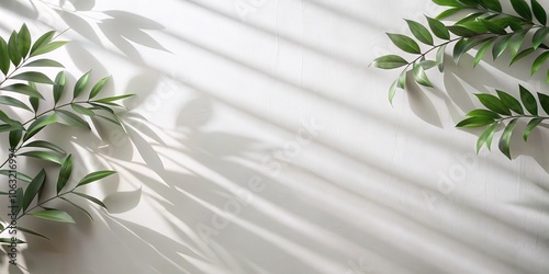 Wallpaper Mural Green Leaves and Light Shadows on White Wall, Minimalist, Shadow, Light , minimalist, aesthetic, shadow photography Torontodigital.ca