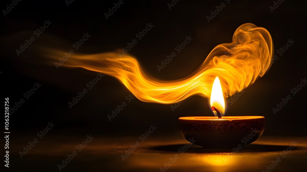 A Single Candle Flame with Abstract Smoke Trails A Single Candle Flame with Abstract Smoke Trails
