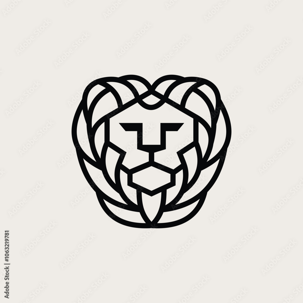 abstract line lion head logo abstract line lion head logo