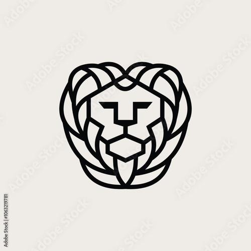 abstract line lion head logo photo