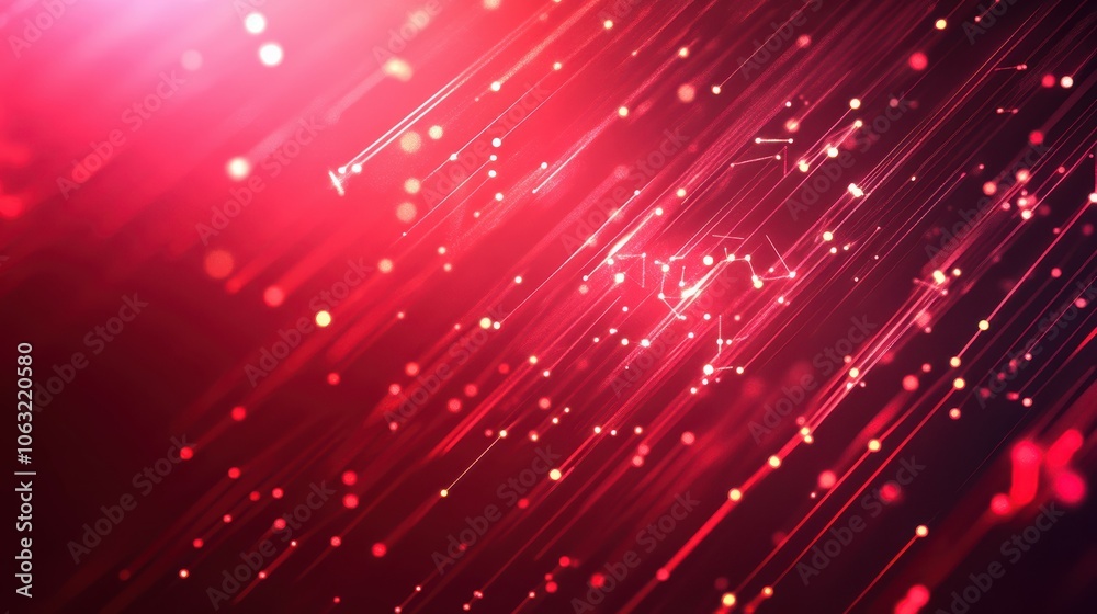 Digital bunch of glowing arrows up diagonally. Abstract boosting conception of high-speed Internet connection. Light low poly wireframe vector illustration on technology red background.
