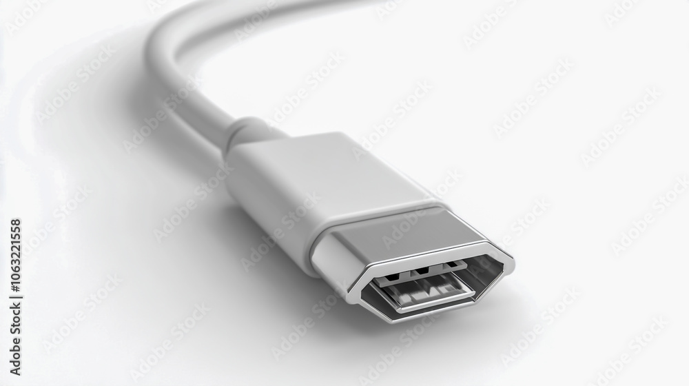 Macro shot of a USB cable connector against a clean white background Macro shot of a USB cable connector against a clean white background