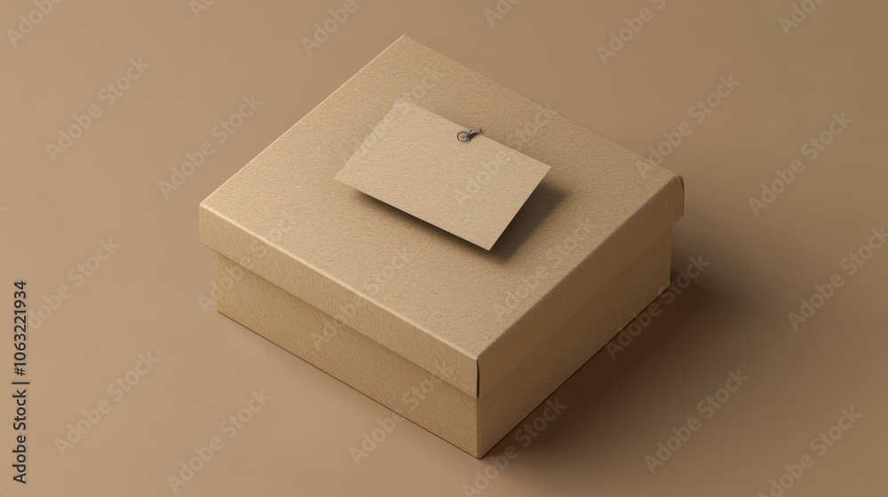 Obraz premium Craft Paper Box For Branding With Blank Paper Label