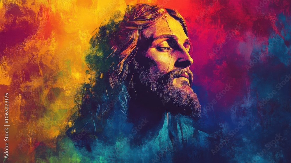 Fototapeta premium god religious spiritual illustration gospel grace blessed background faith art prayer christianity digital artwork easter jesus christ god holy saint saviour disciple christian generative ai art
