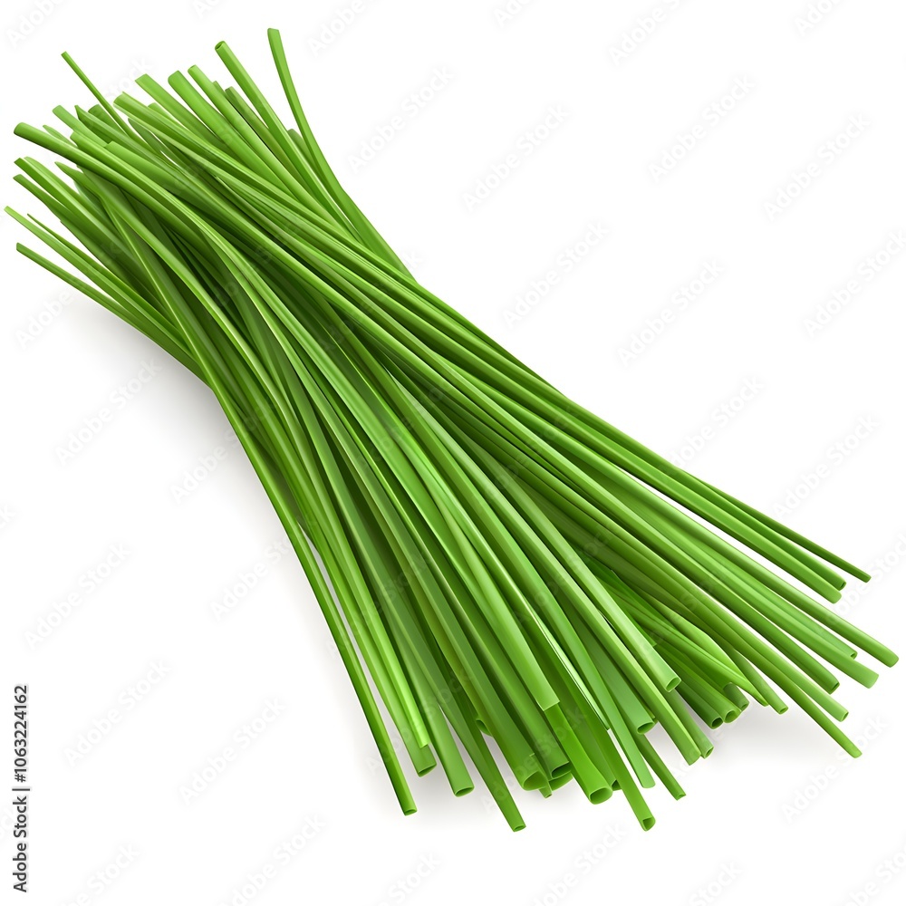 a realistic bundle of chives, detailed texture, vibrant green, photorealistic, isolated on white background a realistic bundle of chives, detailed texture, vibrant green, photorealistic, isolated on white background