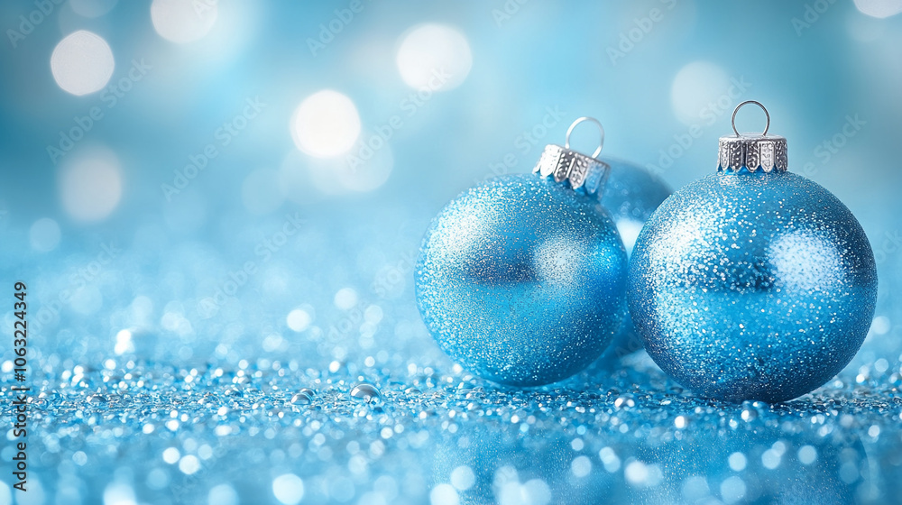 blue christmas glass balls on blue wallpaper Perfect for Christmas banner for holiday promotion blue christmas glass balls on blue wallpaper Perfect for Christmas banner for holiday promotion