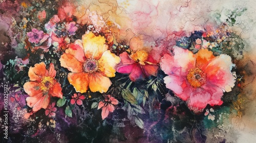 Wallpaper Mural Effect Fusion Flowers Watercolor Exposition Torontodigital.ca