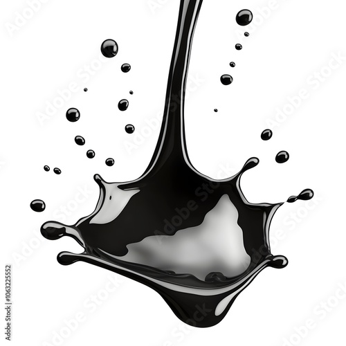 a realistic ink splash, detailed liquid texture, dynamic movement, photorealistic, isolated on white background