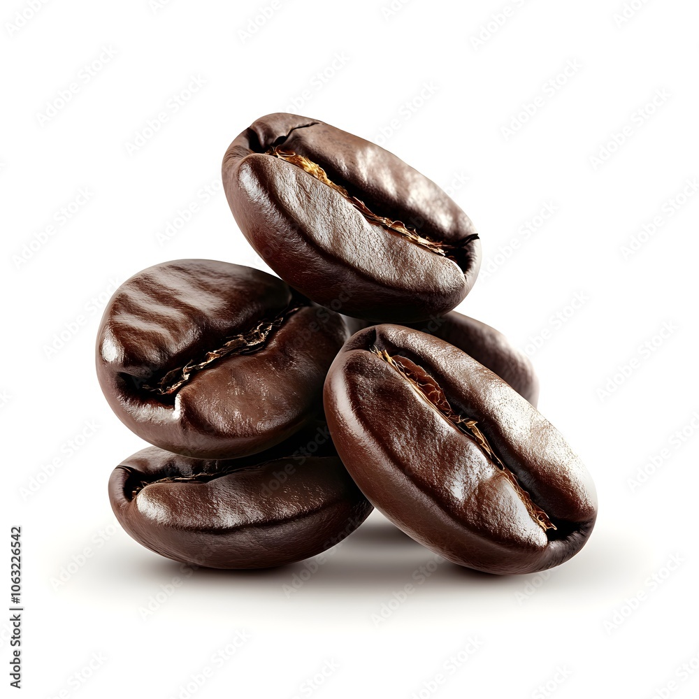 a realistic roasted coffee beans pile, rich brown, detailed texture, photorealistic, isolated on white background a realistic roasted coffee beans pile, rich brown, detailed texture, photorealistic, isolated on white background