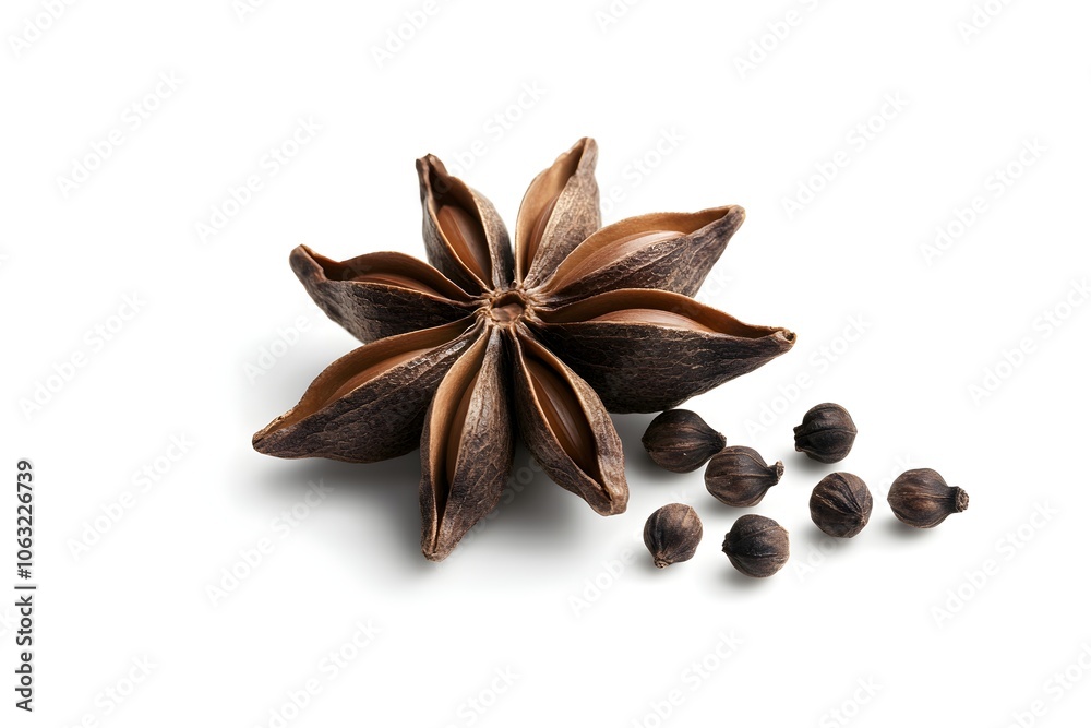 a realistic single clove, earthy brown, detailed texture, photorealistic, isolated on white background a realistic single clove, earthy brown, detailed texture, photorealistic, isolated on white background