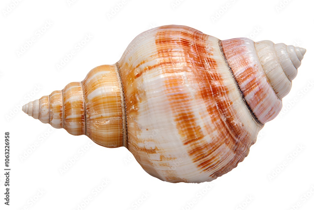 Obraz premium a realistic spiral seashell, intricate lines, natural tones, photorealistic, isolated on white background