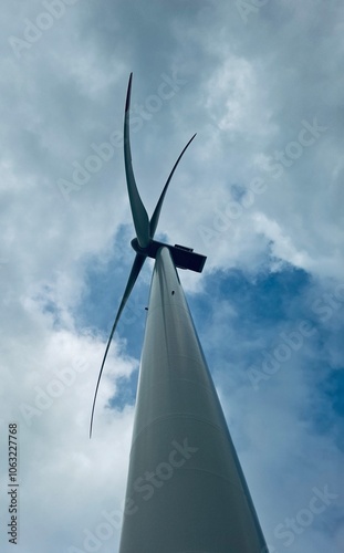 Bottom view of a wind power plant