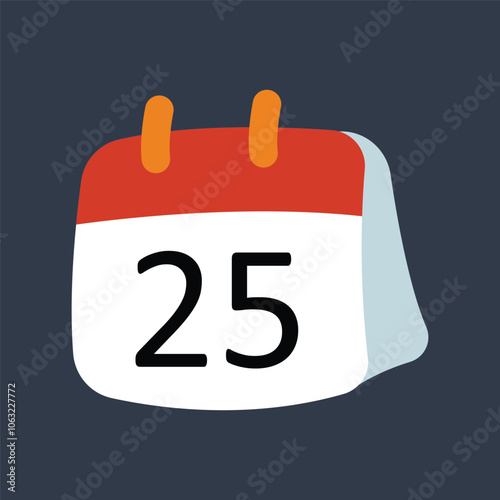 25 date calendar in flat vector design.