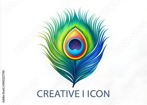 a colorful illustration of a peacock feather logo creative icon