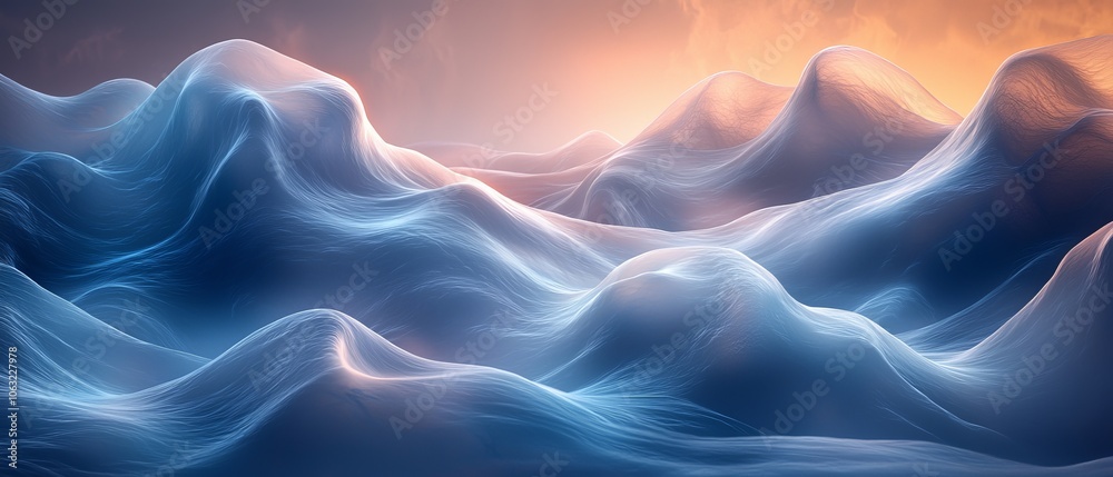 Abstract depiction of smooth, flowing waves with a soft gradient background. Abstract depiction of smooth, flowing waves with a soft gradient background.