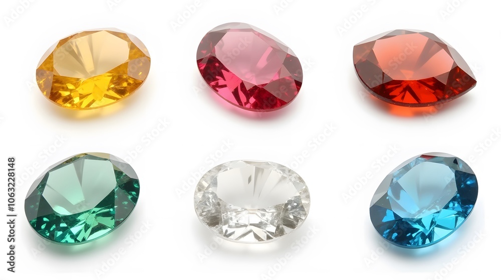 Fototapeta premium Colorful Gemstones on White Background