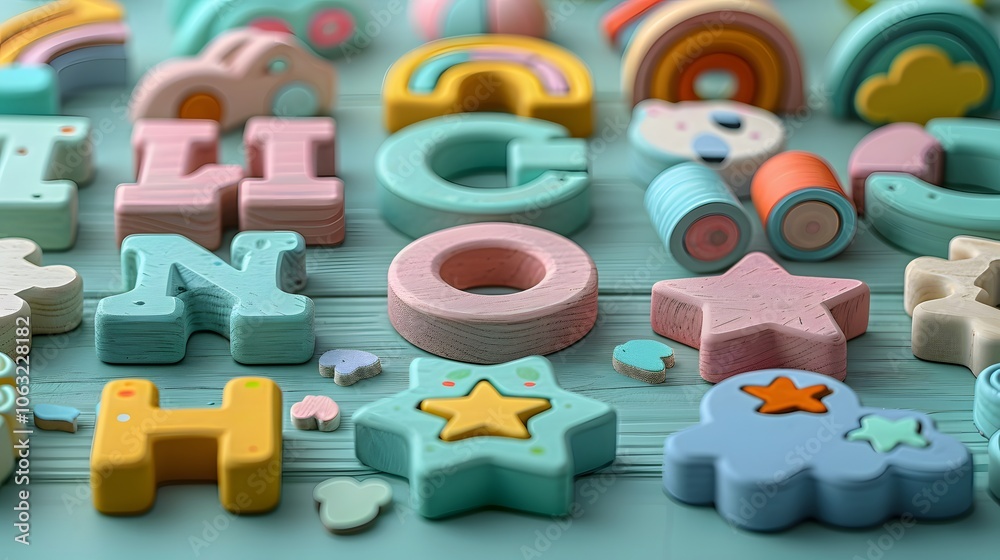Educational wooden puzzle set introduce. AI generated Educational wooden puzzle set introduce. AI generated