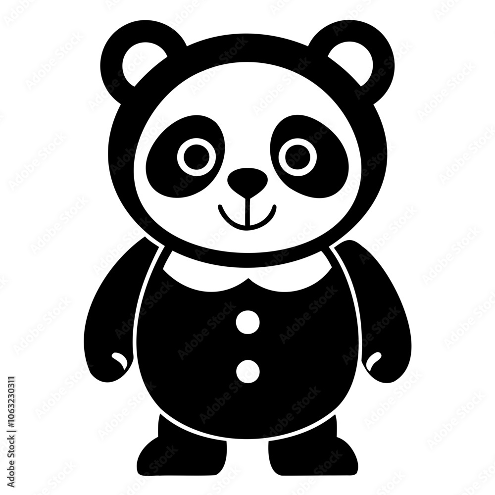 Panda Black Silhouette vector illustration isolated on a transparent background Panda Black Silhouette vector illustration isolated on a transparent background