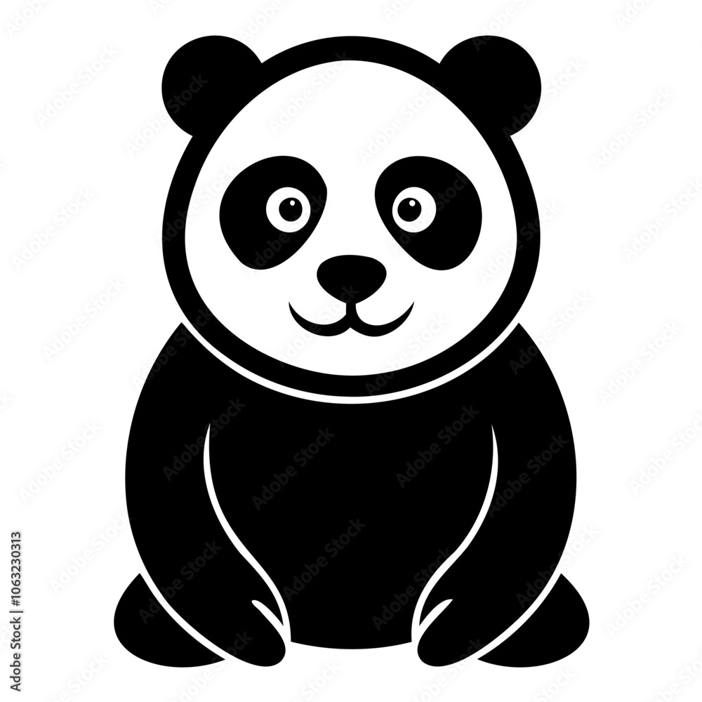 Panda Black Silhouette vector illustration isolated on a transparent background Panda Black Silhouette vector illustration isolated on a transparent background