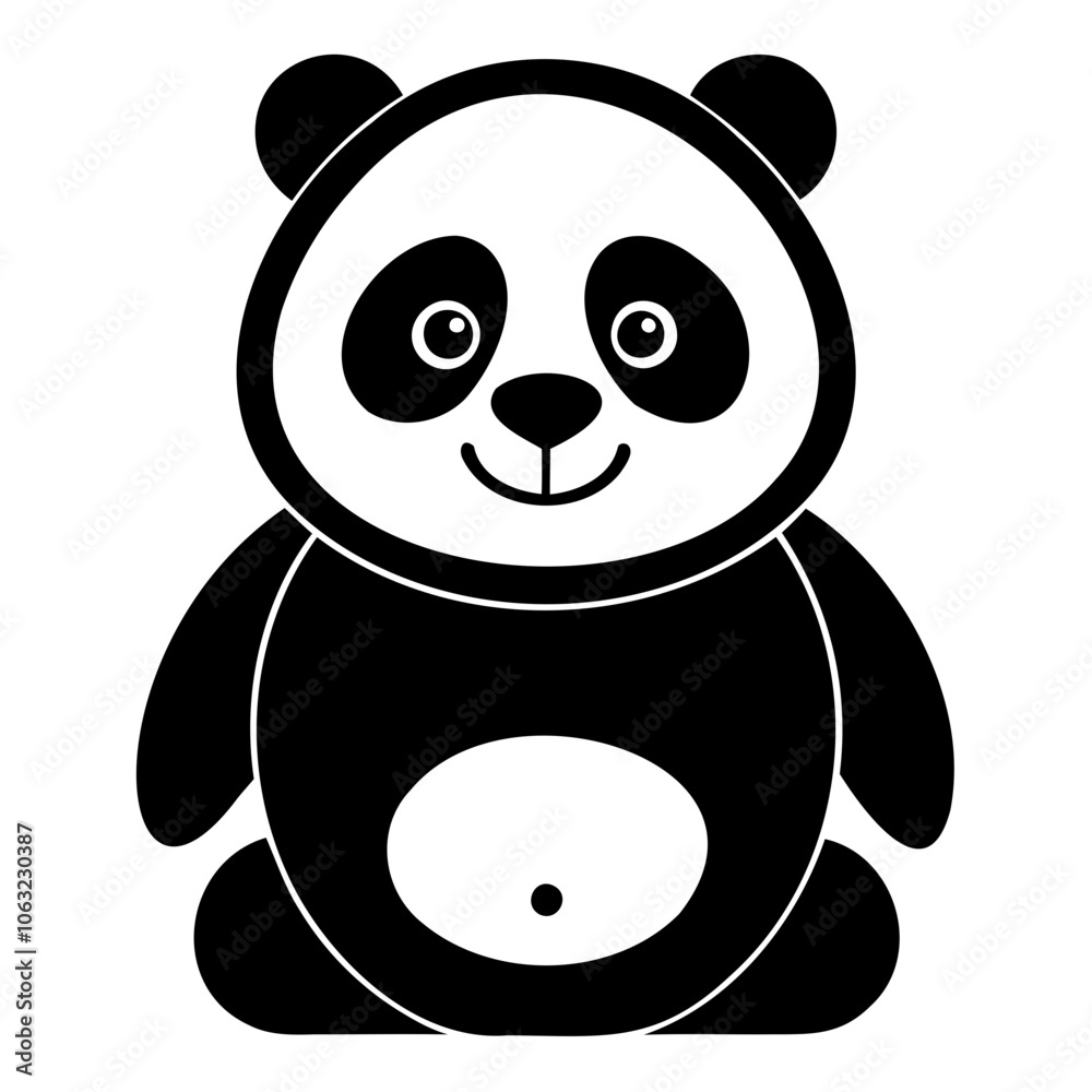 Fototapeta premium Panda Black Silhouette vector illustration isolated on a transparent background