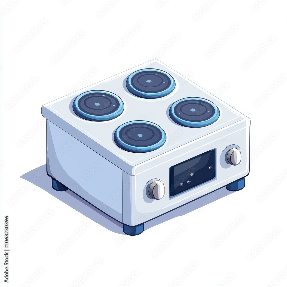 Fototapeta premium Illustrated Induction Stove for Children's Book