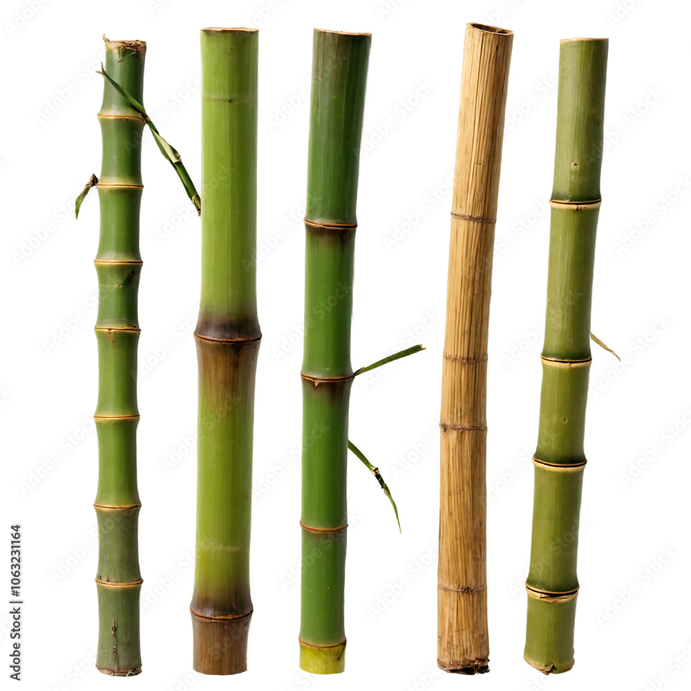 Set of Isolated Bamboo Wood Stalk Sections for Various Creative and Architectural Uses Including Crafting and Interior Design Set of Isolated Bamboo Wood Stalk Sections for Various Creative and Architectural Uses Including Crafting and Interior Design