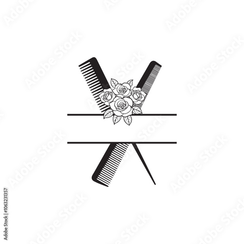 Hair Hustler vector illustration in black and white -  Hair Stylist Hand Clipart Design 