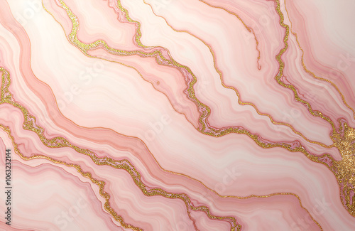 Elegant Rose Gold Marble Background with Pink and Gold Veins