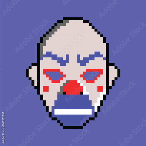 Joker Mask Icon Pixel Art Vector 8bit illustration