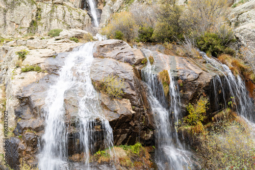 View of Chorrera de los Litueros waterfall, Sierra de Guadarrama Natural park, Madrid, Spain photo