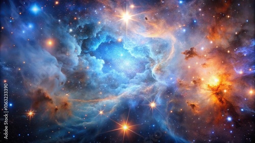 Celestial nebula and stardust in the depths of outer space macro