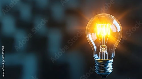 Striking image of a lightbulb casting dramatic beams of light through a dark geometric maze like interior creating a mysterious captivating lighting effect on the walls photo