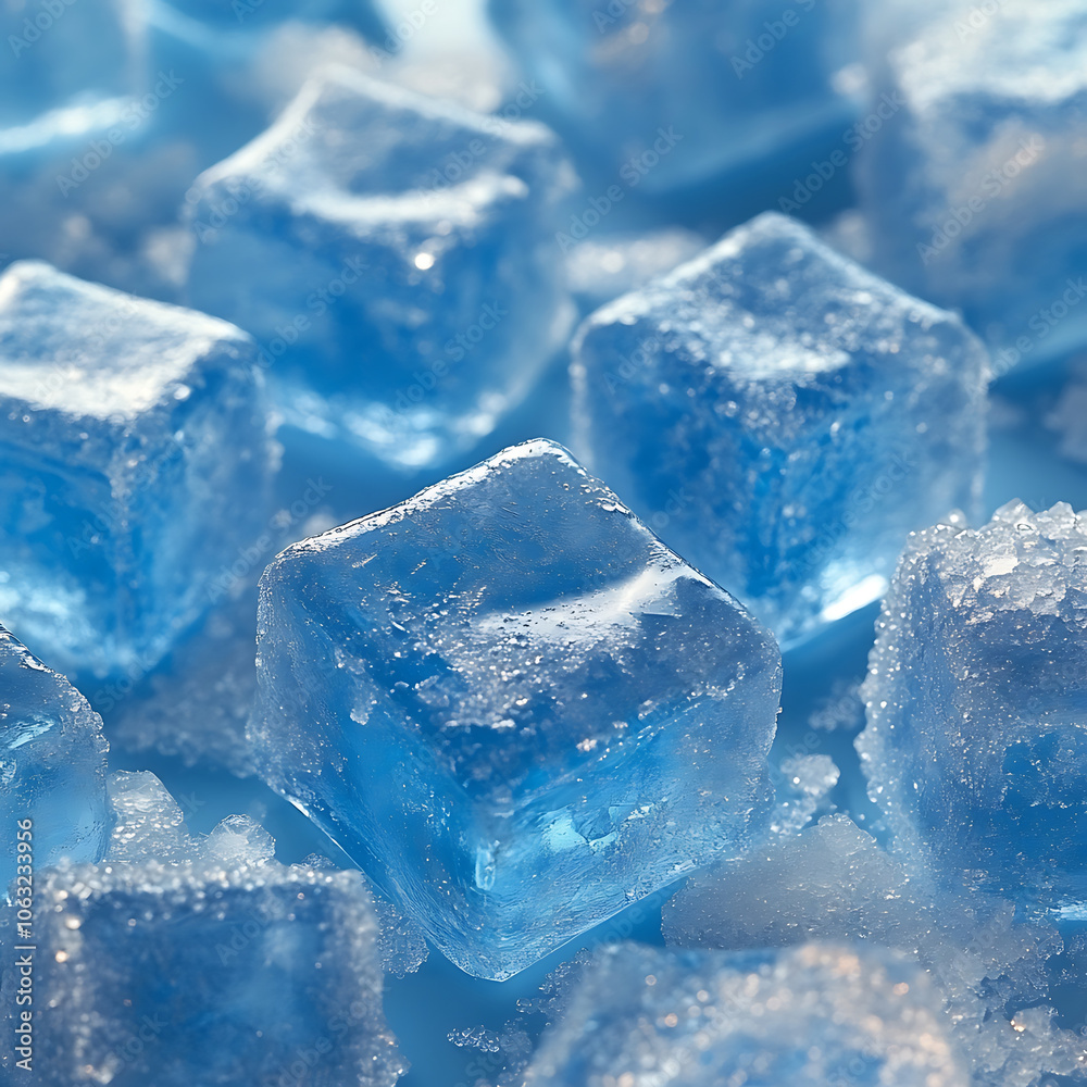 Blue candy cubes with sugar crystals create sweet and vibrant display, perfect for desserts or decorations. Their glossy surface and icy appearance evoke refreshing sensation Blue candy cubes with sugar crystals create sweet and vibrant display, perfect for desserts or decorations. Their glossy surface and icy appearance evoke refreshing sensation
