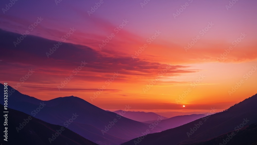 Obraz premium Breathtaking sunset over rolling hills adorned with vibrant wildflowers, showcasing a tranquil landscape in pastel hues