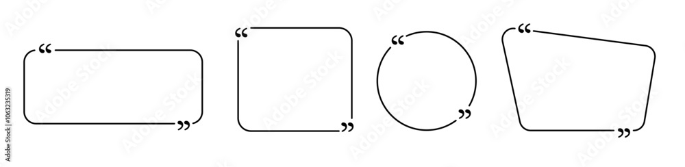 Set of quote frame without text. Black borders for definition and citation outline. Set of quote frame without text. Black borders for definition and citation outline.