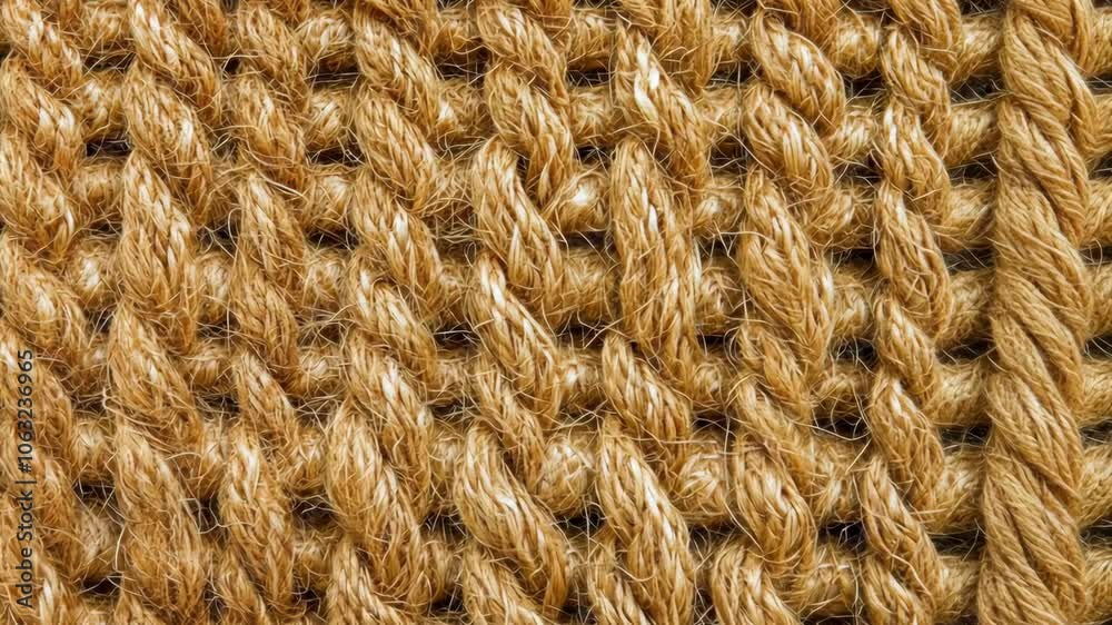 A close-up view of a woven sisal mat, showing the intricate texture and natural fibers
