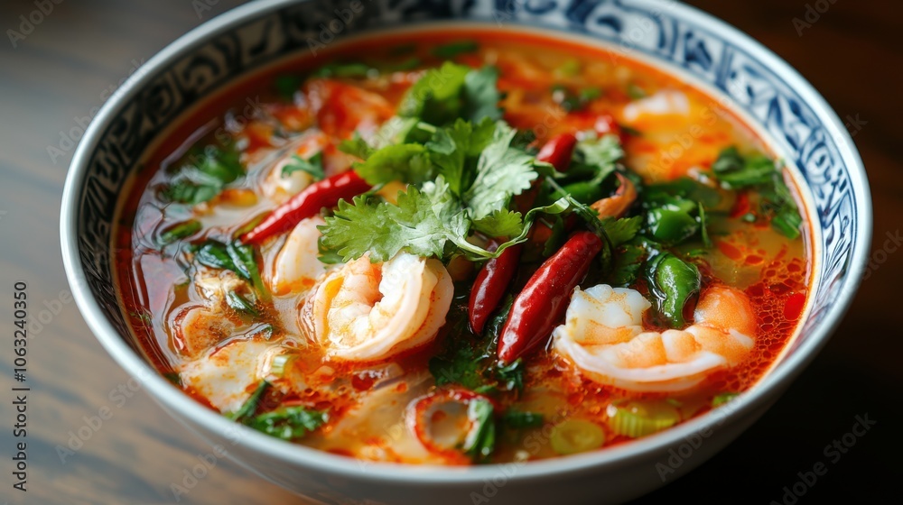 An exquisite bowl of Southern Thai tom yum soup, An exquisite bowl of Southern Thai tom yum soup,