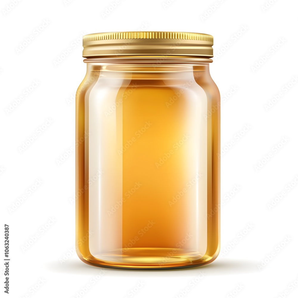 a realistic glass jar of honey, golden liquid, intricate reflections, photorealistic, isolated on white background a realistic glass jar of honey, golden liquid, intricate reflections, photorealistic, isolated on white background