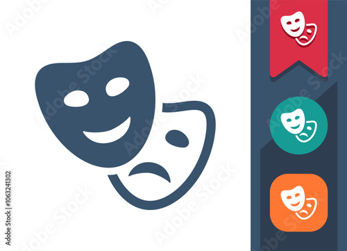 Theater Masks, Theatre, Drama, Comedy Masks Icon