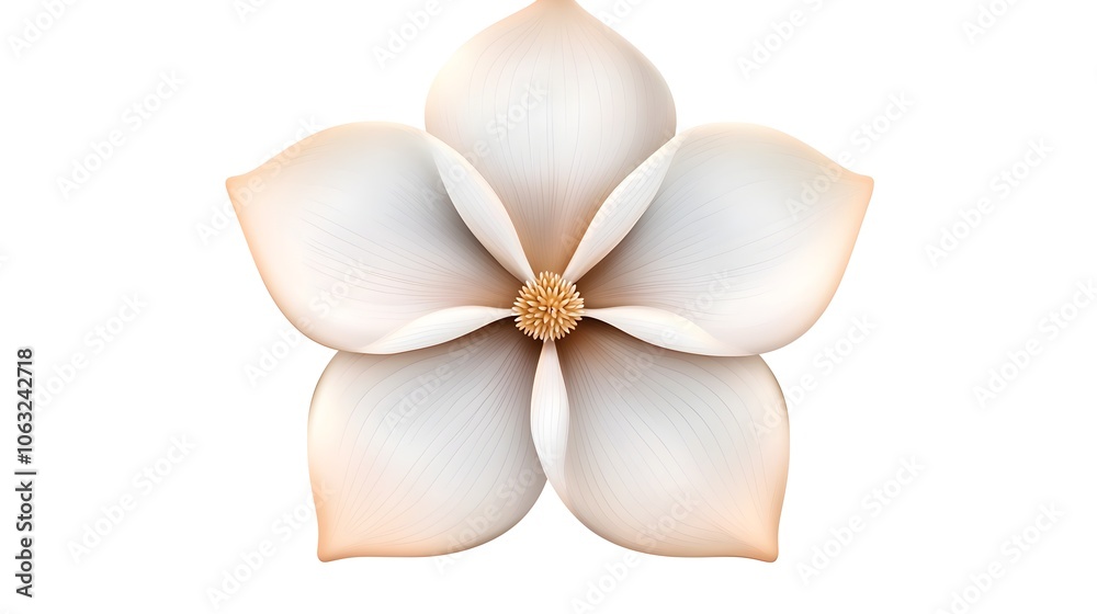 Naklejka premium a realistic vanilla orchid flower, soft white petals, detailed center, photorealistic, isolated on white background