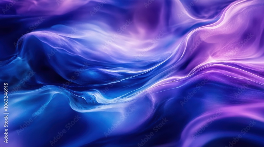 Fototapeta premium Swirling blue and purple liquid waves in an abstract form,