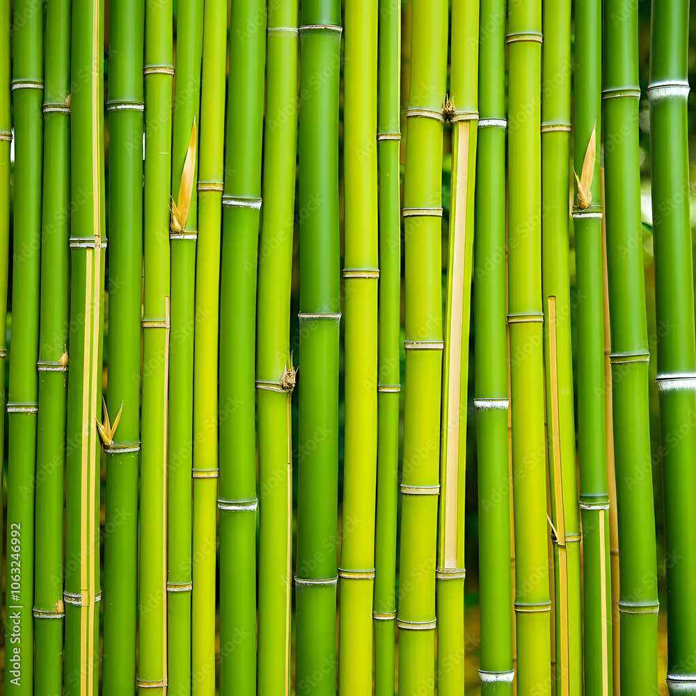 Close-Up of Vibrant Green Bamboo Stalks Close-Up of Vibrant Green Bamboo Stalks
