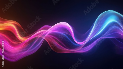 holographic iridescent neon curved wave in motion light dynamic background. Gradient design element for banners