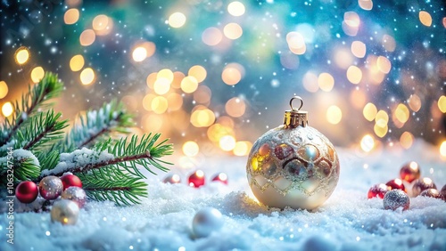 Captivating Christmas wallpaper with sparkling snow and whimsical bokeh