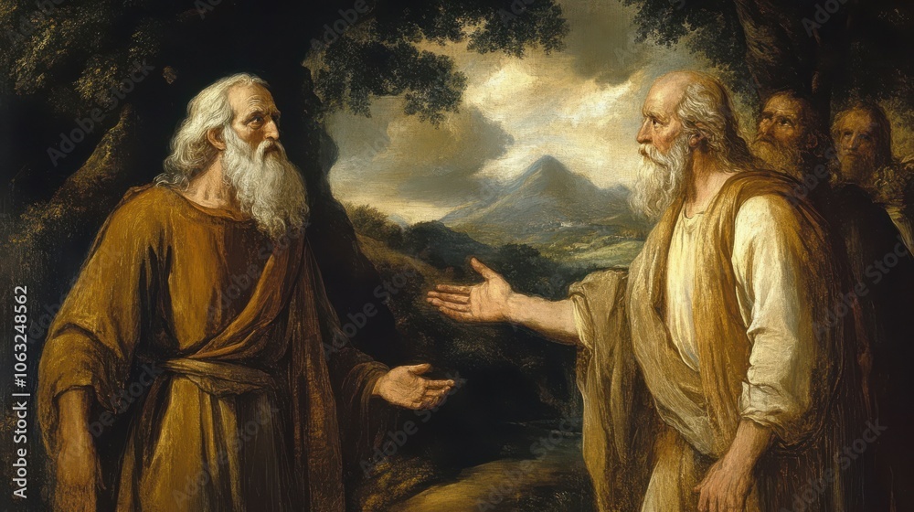 image of God renewing his covenant with Abraham, promising him numerous descendants and the land of Canaan, a symbol of faith and divine promise, image of God renewing his covenant with Abraham, promising him numerous descendants and the land of Canaan, a symbol of faith and divine promise,