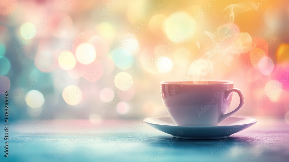 Coffee cup with steam soft pastel hues inspiring idea generation freedom mindset innovative business concepts hopeful future enjoying a breakfast break